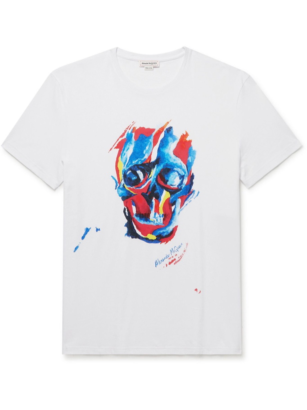 Photo: ALEXANDER MCQUEEN - Printed Cotton-Jersey T-Shirt - White