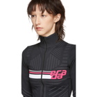 Prada Black and Pink Logo Zip-Up Cardigan