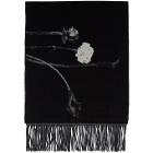 Valentino Black and White Wool Jacquard Flower Scarf