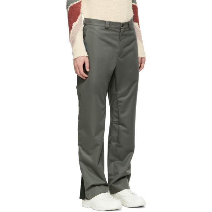 Kiko Kostadinov Grey and Green Contrast Strap Trousers Kiko Kostadinov