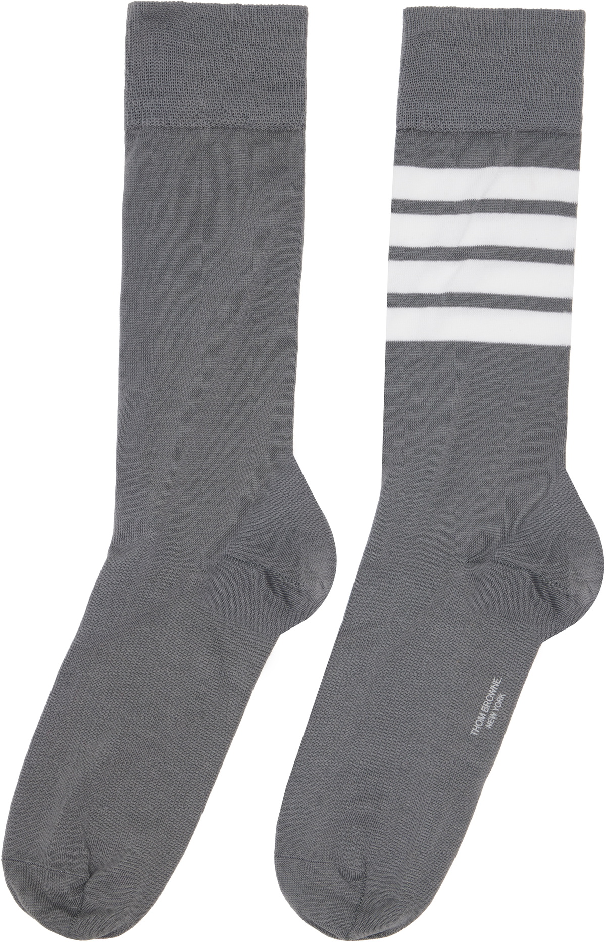 Thom Browne Gray Cotton 4-Bar Mid Calf Socks