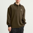 AMIRI Men's MA Oversized Long Sleeve Polo in Dark Brown