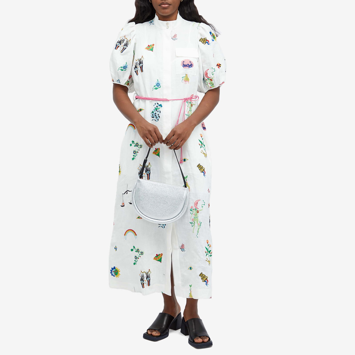 Alemais Women's ALMAIS Atticus Embroidered Shirt Dress in Cream ALMAIS
