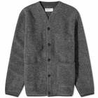 Universal Works Men's Wool Fleece Cardigan in Grey Marl