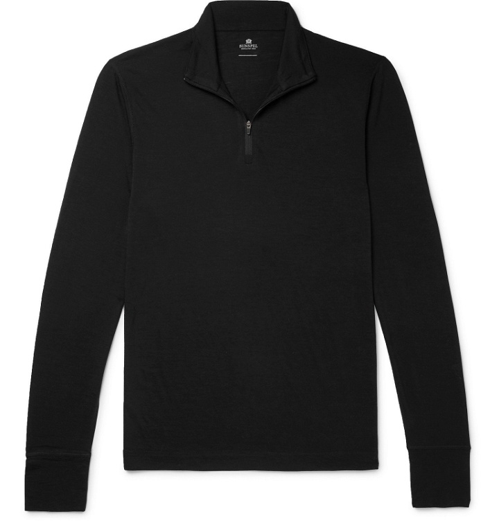 Photo: Sunspel - Merino Wool Half-Zip Sweater - Black