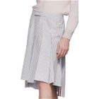 Thom Browne White and Grey Seersucker Backstrap Knee-Length Skirt