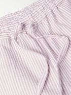 Loretta Caponi - Straight-Leg Striped Cotton-Seersucker Drawstring Shorts - Pink