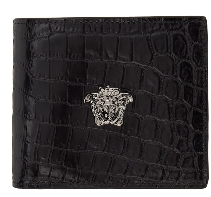 Photo: Versace Black & Silver Croc 'La Medusa' Wallet