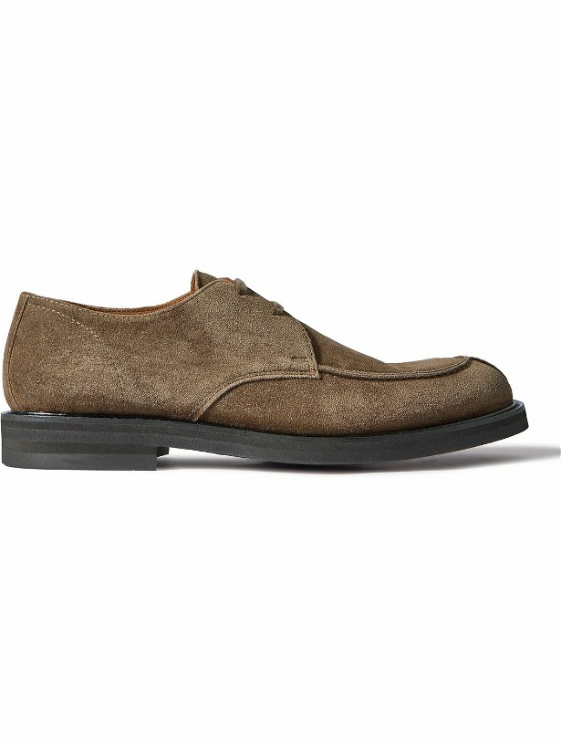 Photo: Mr P. - Andrew Split-Toe Regenerated Suede by evolo® Derby Shoes - Green