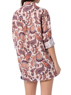 MC2 Saint Barth Woman Linen Shirt Alodie With Paisley Print And Pockets