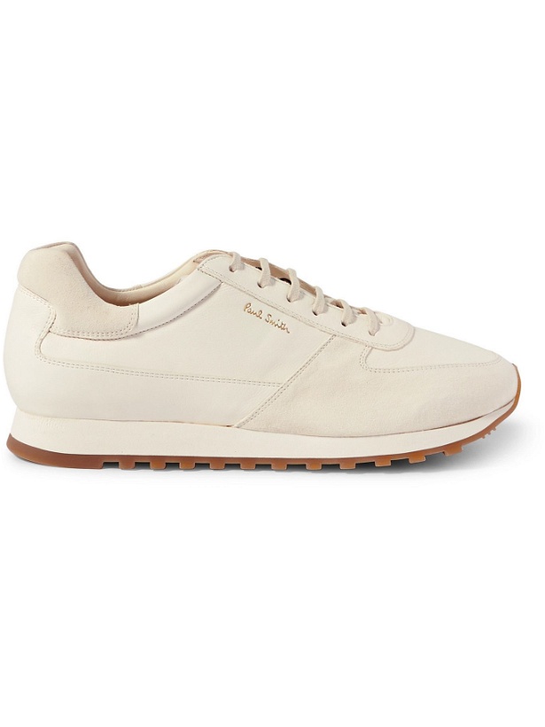 Photo: PAUL SMITH - Velo Suede and Full-Grain Leather Sneakers - White
