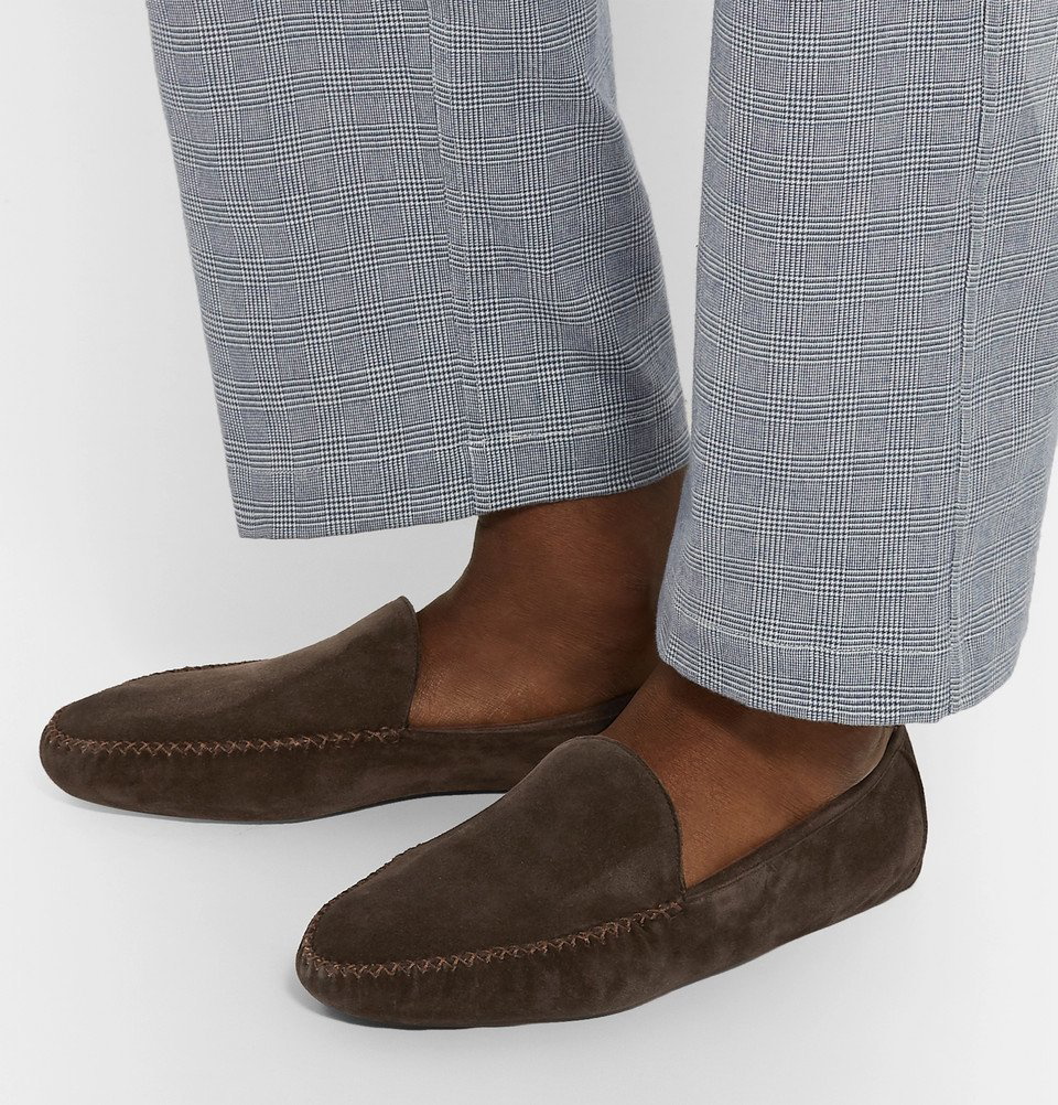 Loro Piana - Maurice Cashmere-Lined Suede Slippers - Men - Brown Loro Piana