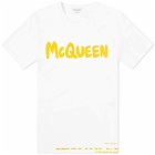 Alexander McQueen Men's Graffiti Logo T-Shirt in White/Yellow