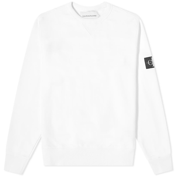 Photo: Calvin Klein Men's Monogram Sleeve Badge Crew Sweat in Bright White