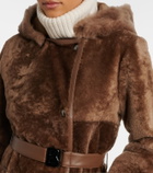 Bogner Belted hooded shearling coat