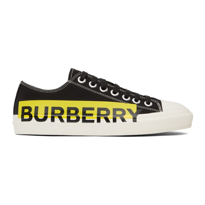 Photo: Burberry Black and Yellow Gabardine Larkhall Sneakers
