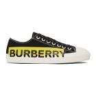 Burberry Black and Yellow Gabardine Larkhall Sneakers
