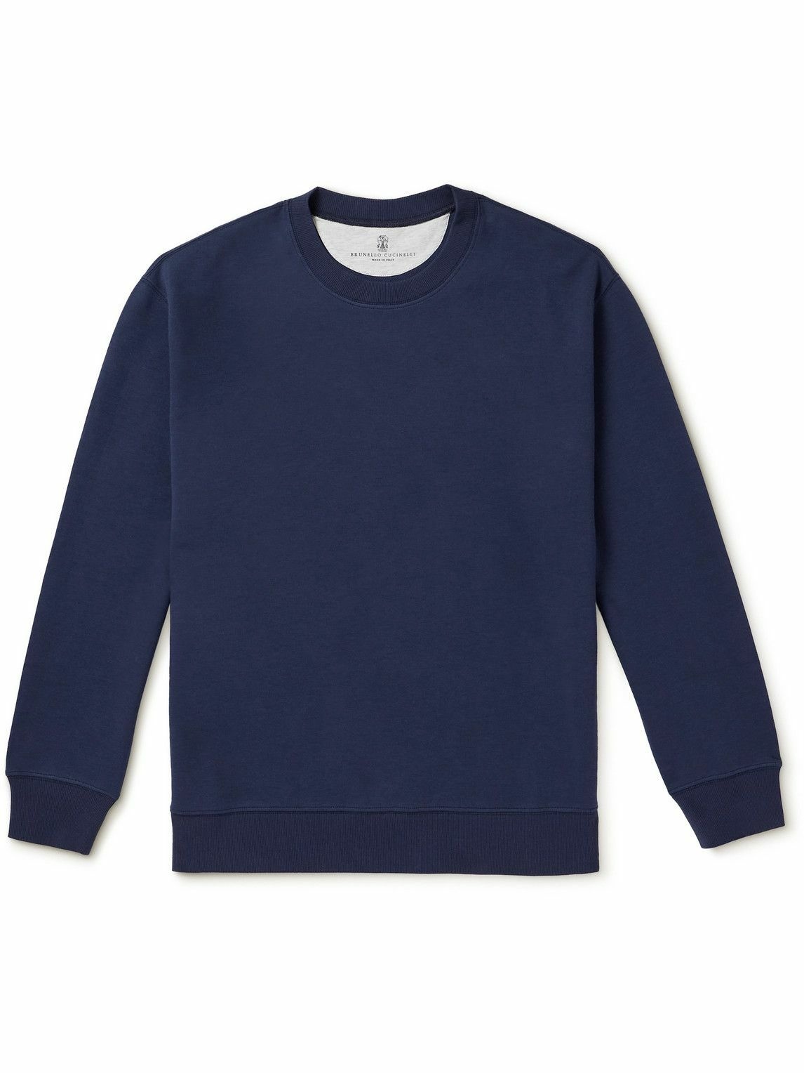 Photo: Brunello Cucinelli - Cotton-Blend Jersey Sweatshirt - Blue