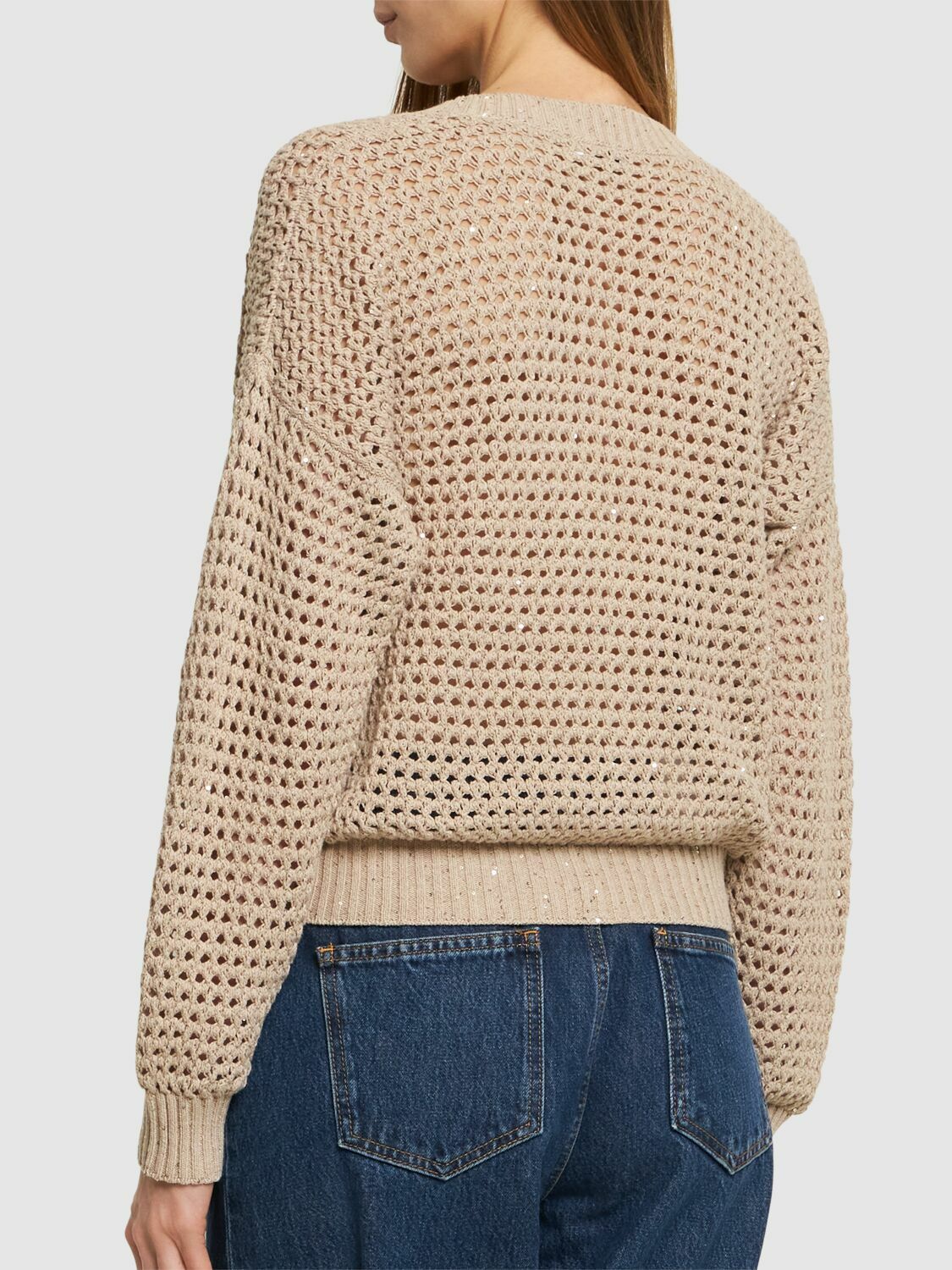 BRUNELLO CUCINELLI - Open Knit Cotton Blend Cardigan
