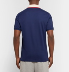 Gucci - Webbing-Trimmed Stretch-Cotton Piqué Polo Shirt - Men - Navy
