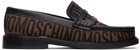 Moschino Brown & Black Logo Jacquard Loafers