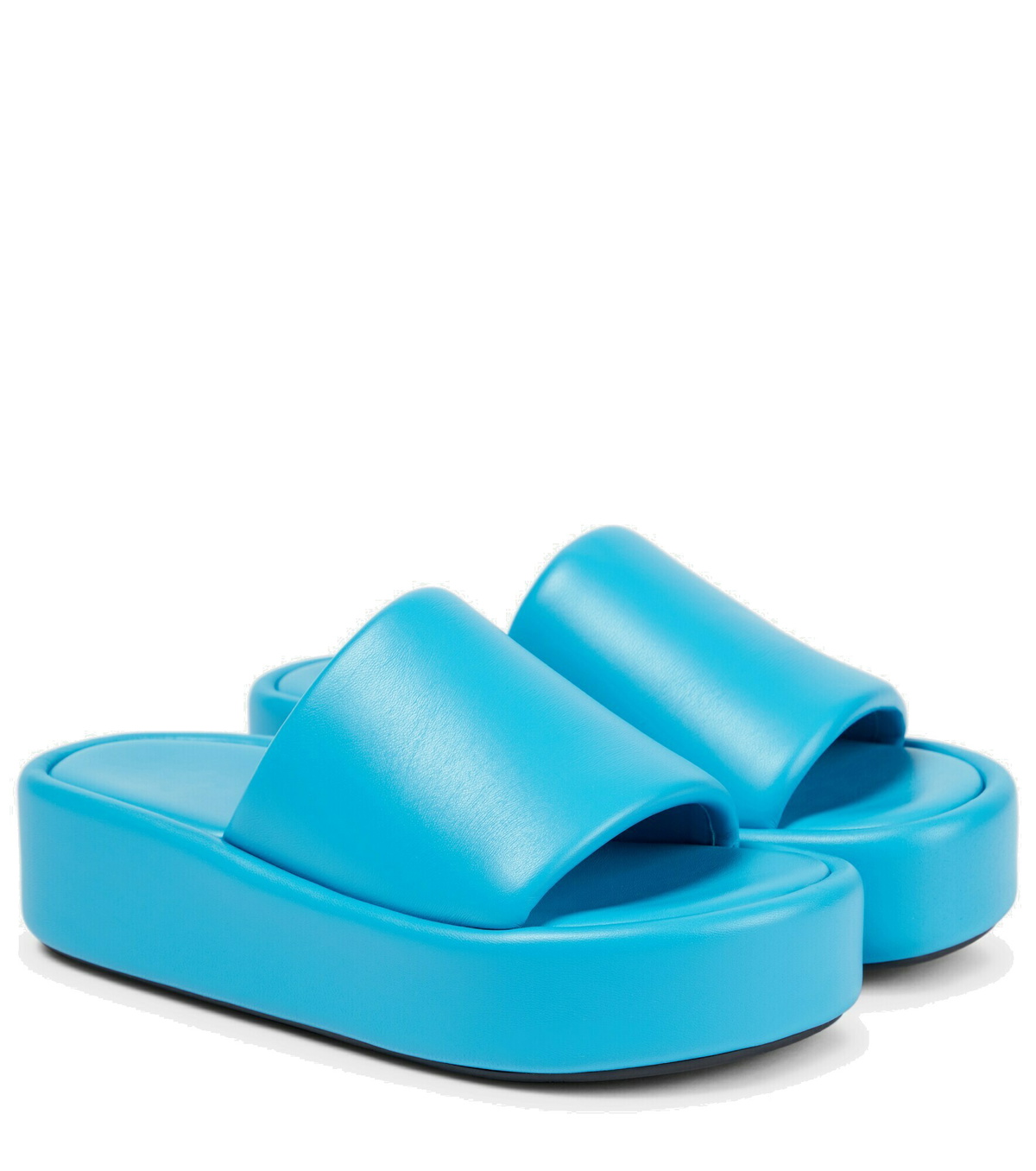 【BALENCIAGA】Rise BB leather platform slides Rise BB leather platform slides in black - Balenciaga