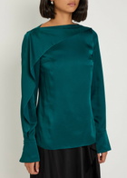 Erdem Draped Crepe de Chine top Green Dark
