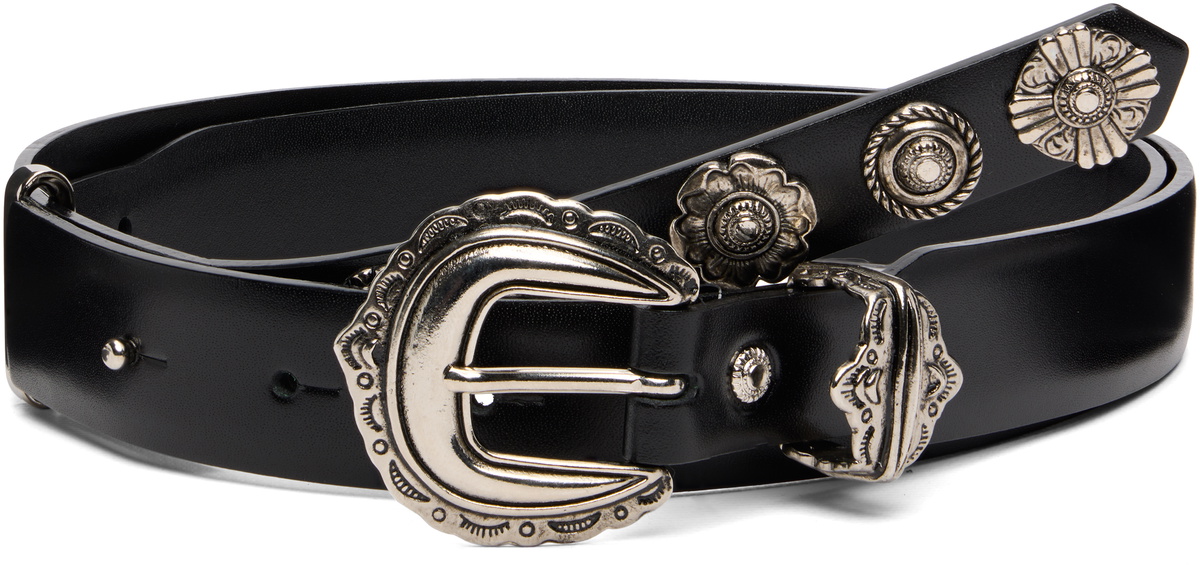 Toga Pulla Black Leather Motif Belt