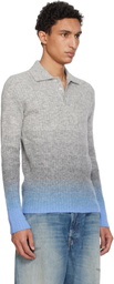 ERL Gray Thin Gradient Knit Polo