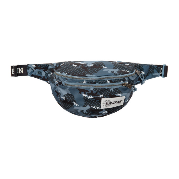 Photo: Maison Kitsune Blue Eastpak Edition Camouflage Bundel Fanny Pack