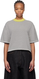 Cordera Black & White Cotton Striped T-shirt