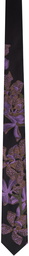 Dries Van Noten Black & Purple Floral Tie