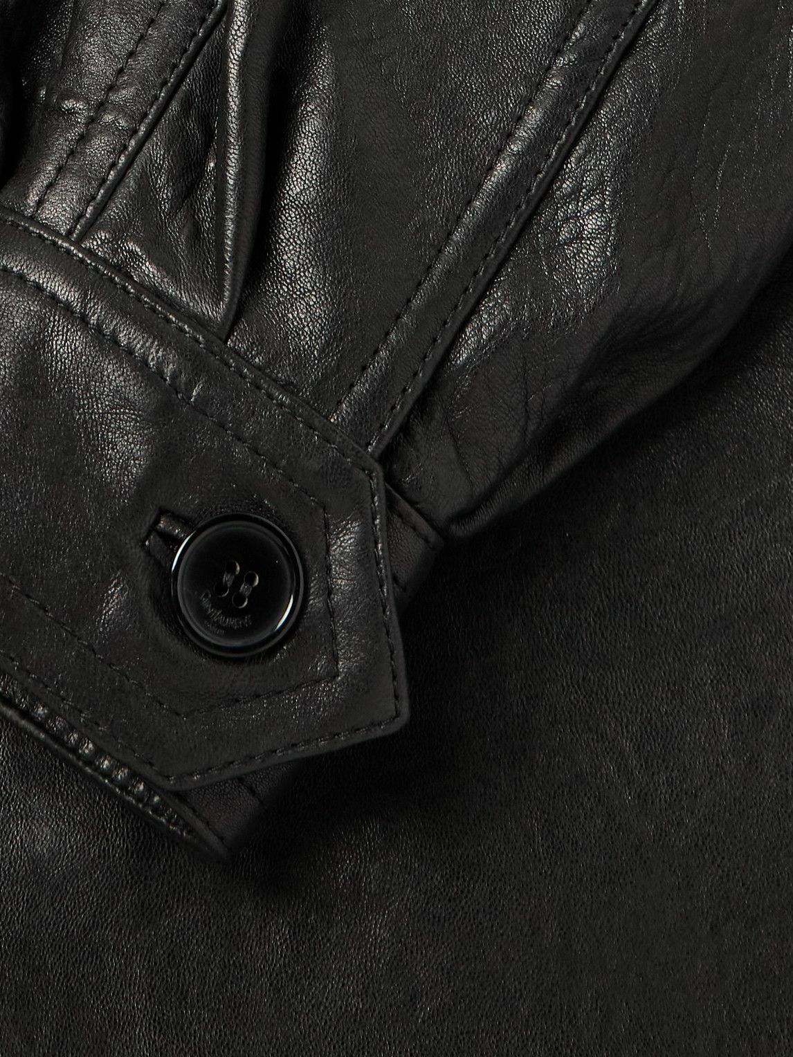 SAINT LAURENT - Full-Grain Leather Bomber Jacket - Black