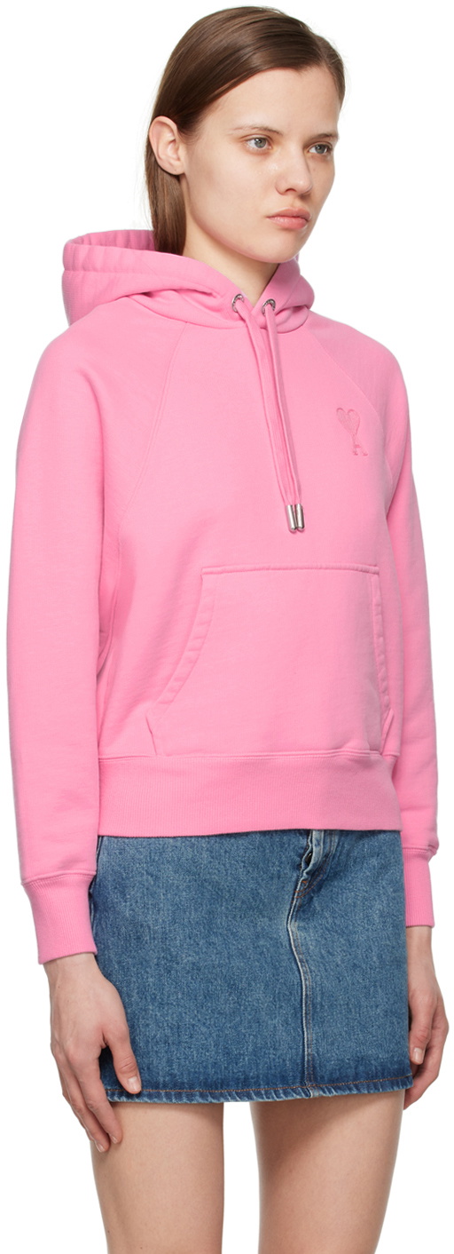 AMI Alexandre Mattiussi Pink Ami De Cœur Hoodie