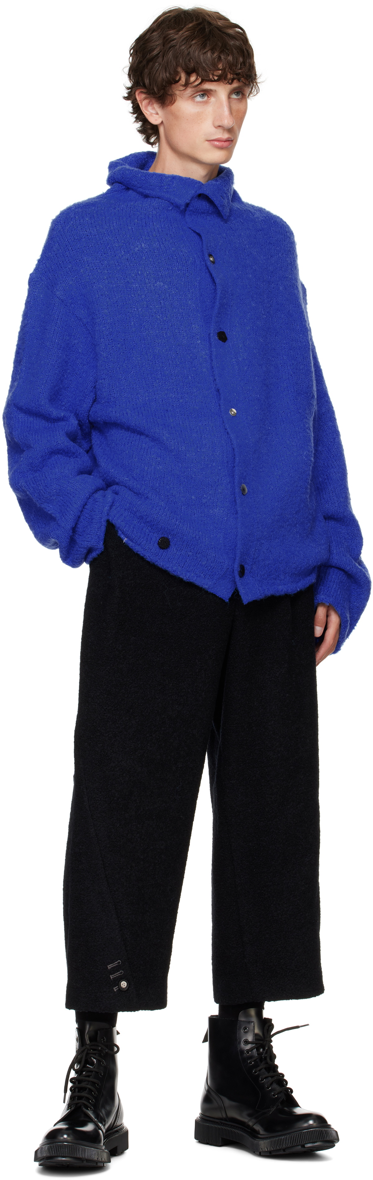 ADER error Blue Rolled Edge Cardigan