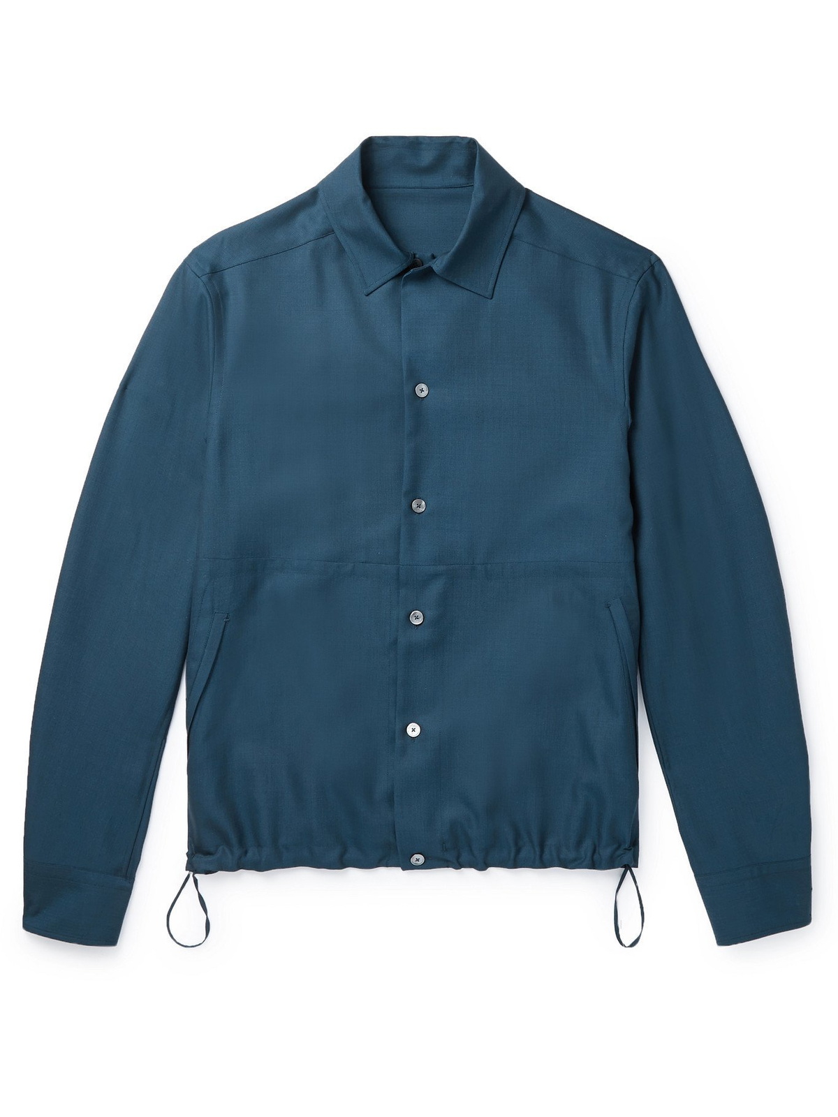 ERMENEGILDO ZEGNA Merino Wool and Silk-Blend Overshirt Blue