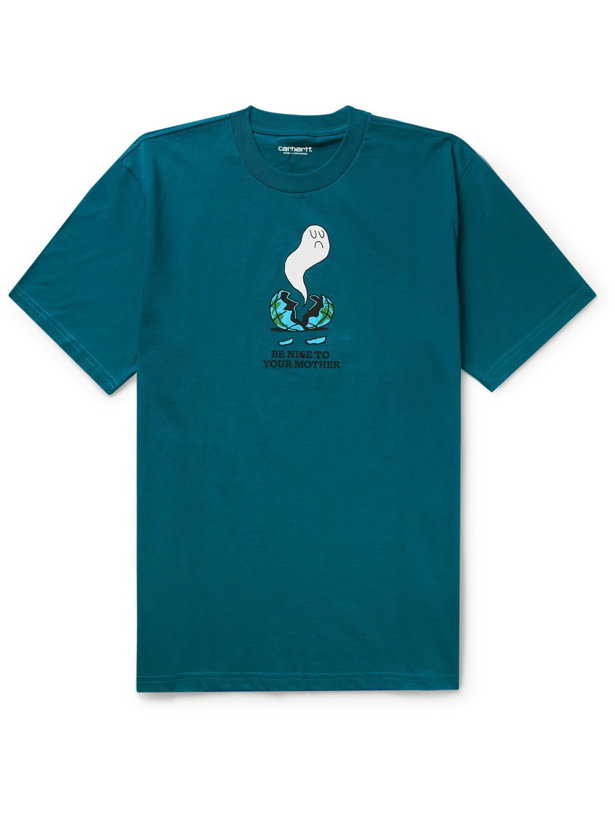 Photo: CARHARTT WIP - Nice to Mother Printed Organic Cotton-Jersey T-Shirt - Blue