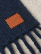LOEWE - Logo-Appliquéd Fringed Two-Tone Alpaca and Wool-Blend Scarf