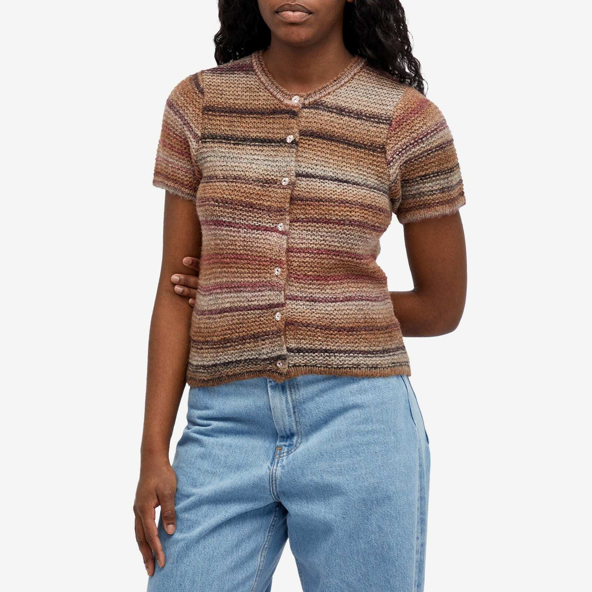 Brain Dead Women's Madera Short Sleeve Knit in Brown