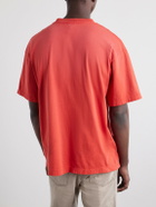 SAINT MXXXXXX - Distressed Logo-Print Cotton-Jersey T-Shirt - Red