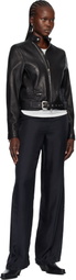 Ann Demeulemeester Black Ikra Fitted Leather Biker Jacket