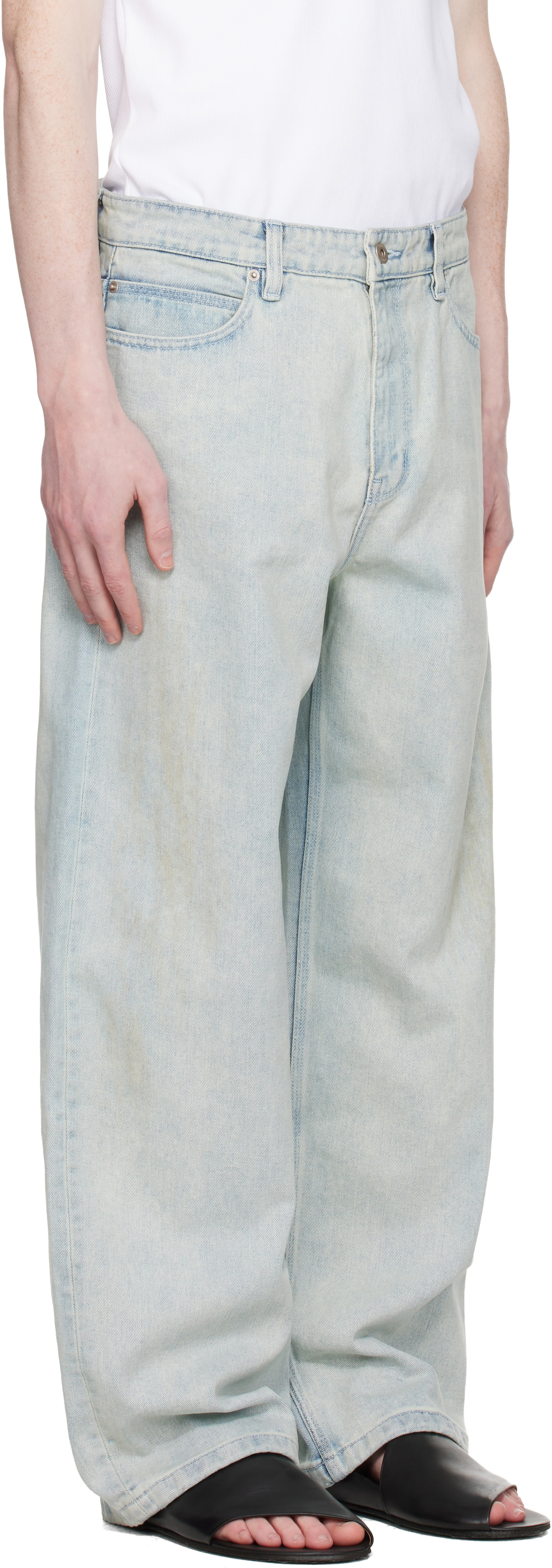 COOR Blue Straight Cut Sand Washed Jeans