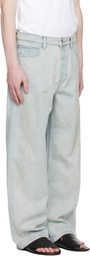 COOR Blue Straight Cut Sand Washed Jeans