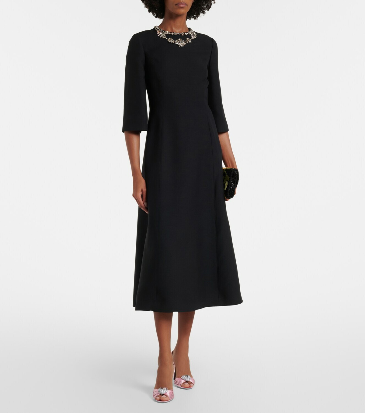 Valentino Crepe Couture embellished midi dress