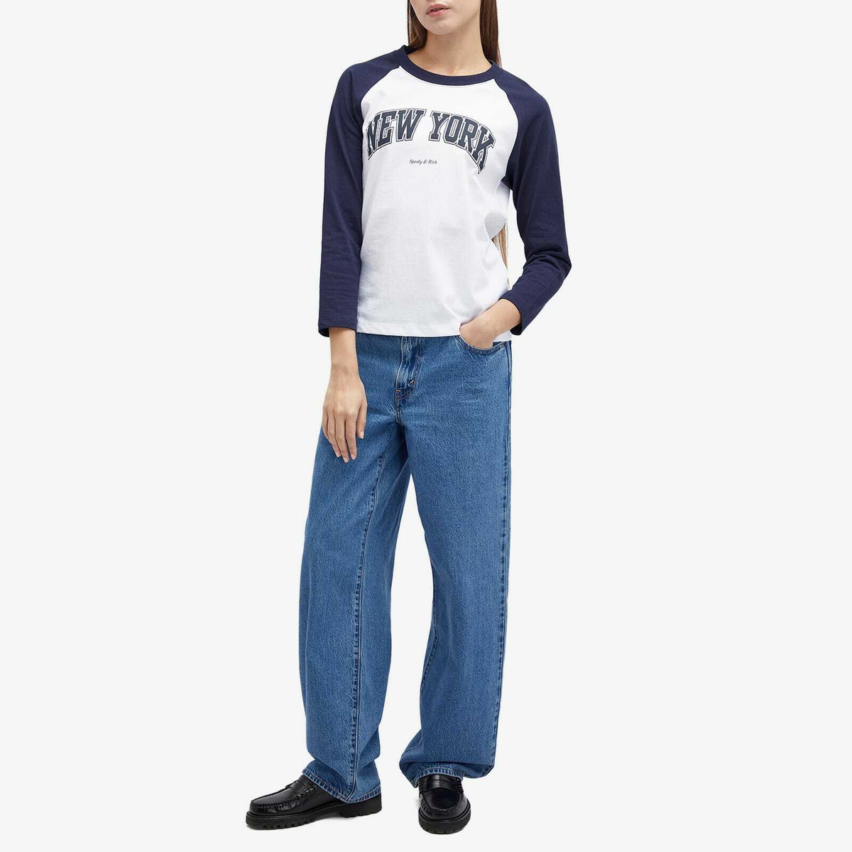 Sporty & Rich Women's New York Ivy Baseball T-Shirt in White Sporty & Rich Women's New York Ivy Baseball T-Shirt in White