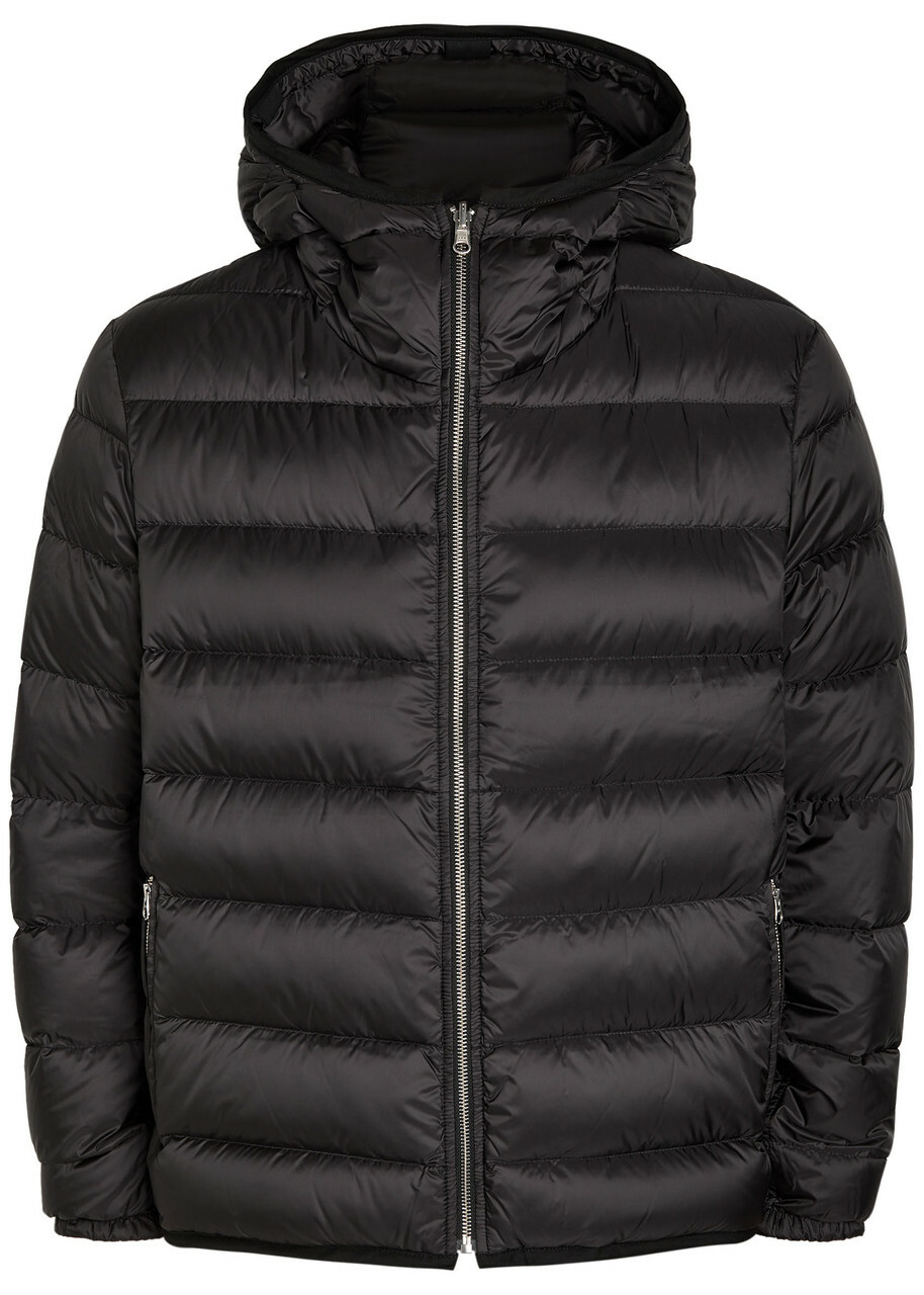 Ten C Padded Hooded Nylon Jacket Dark Grey