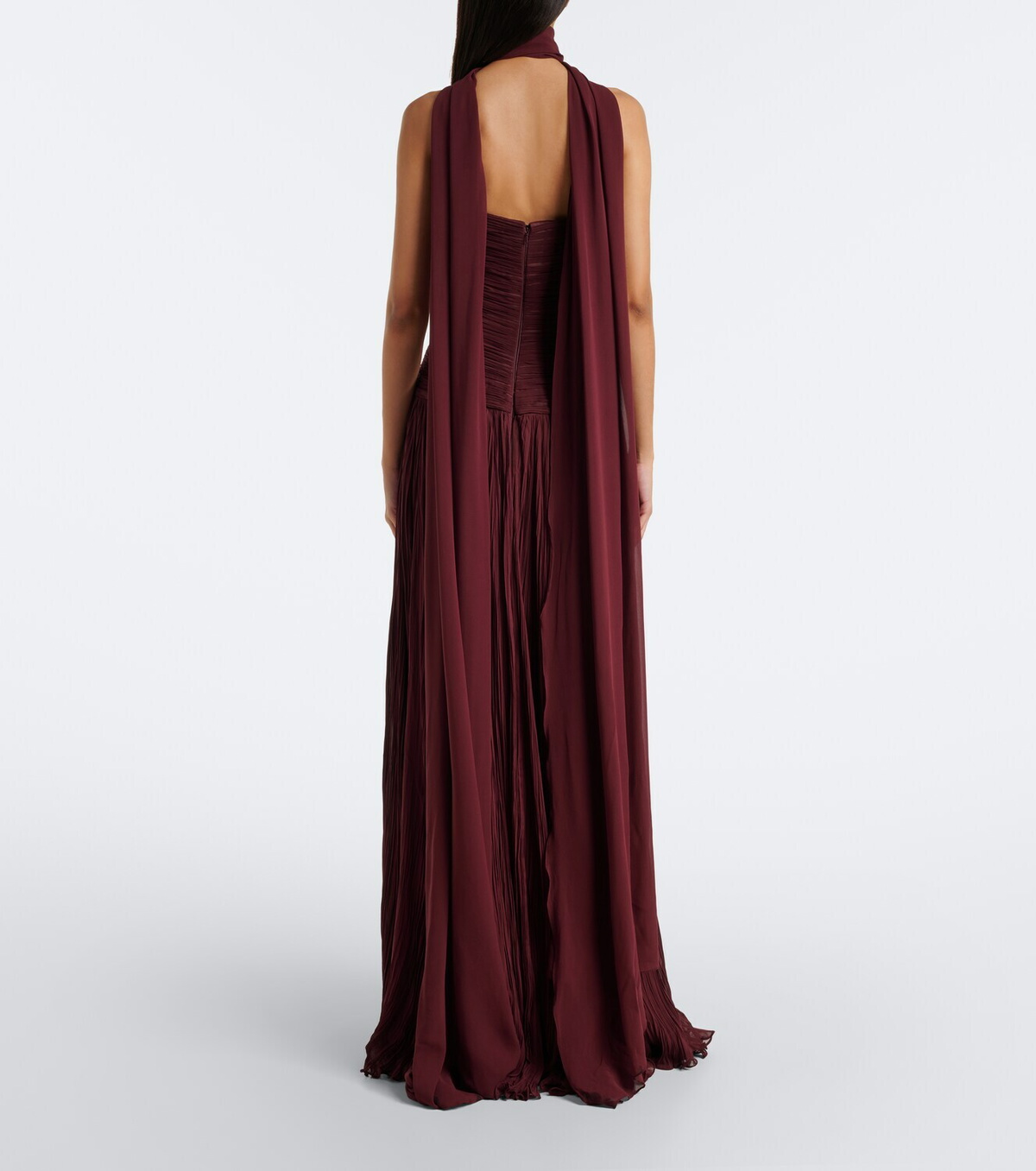 Marmar Halim Scarf-detail pleated corset gown
