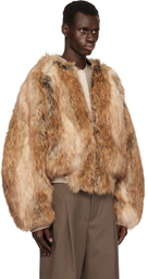 Entire Studios Brown Mane Raglan Faux-Fur Bomber Jacket
