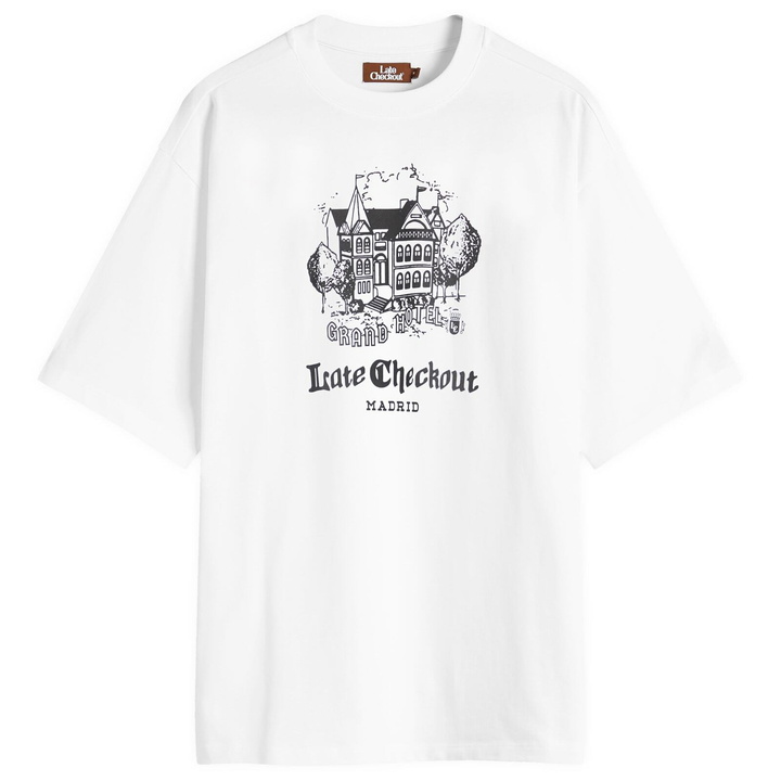 Photo: Late Checkout Men's Grand Hotel T-Shirt in White