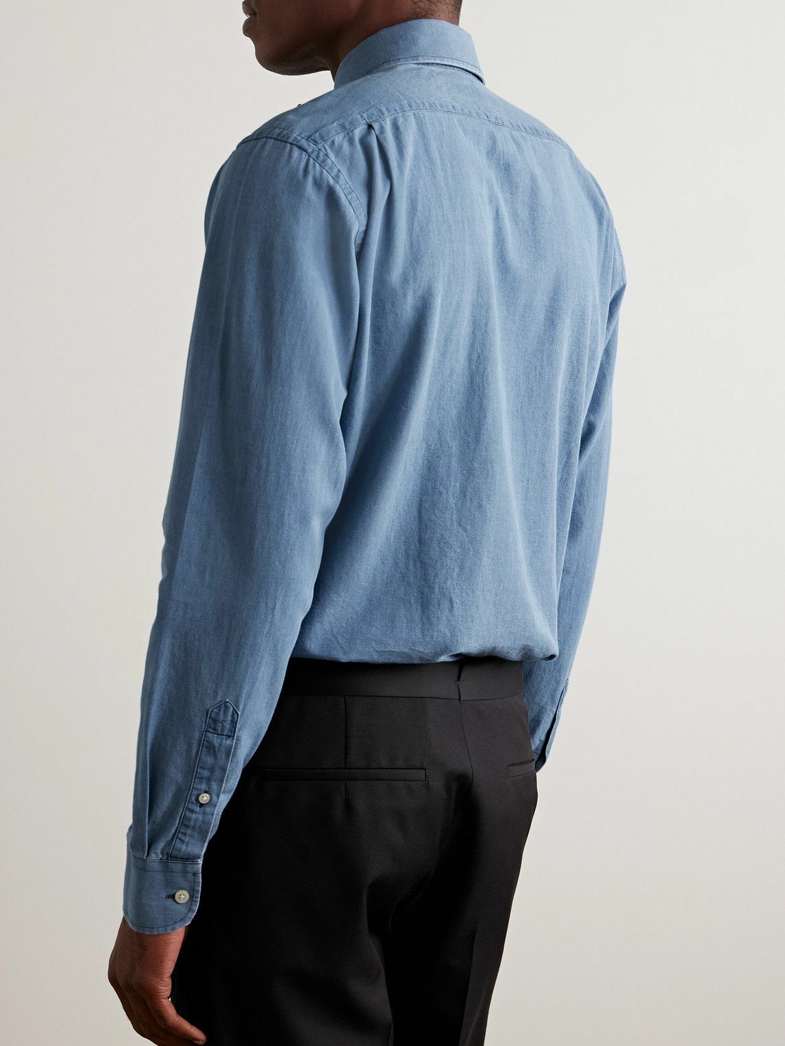 Favourbrook - Bib-Front Cotton-Chambray Shirt - Blue